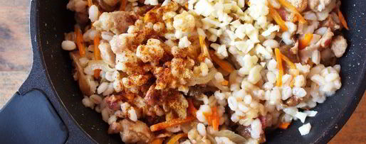 Шаг 4: перловки с грибами