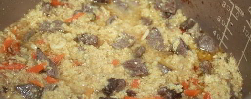 Шаг 4: пшеничной каши с мясом в мультиварке