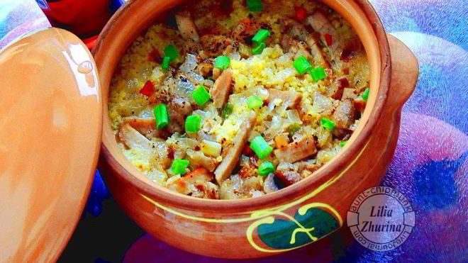 Рецепт Каши пшенной с бужениной в горшочках