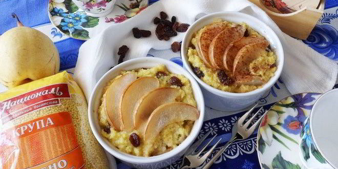 Рецепт каши пшенной с грушами и изюмом