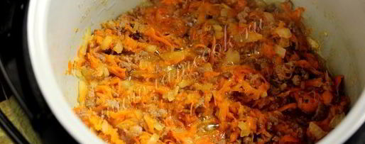 Шаг 3: пшенной каши с фаршем и тыквой в мультиварке