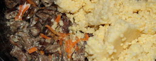 Шаг 7: пшенной каши с куриными сердечками