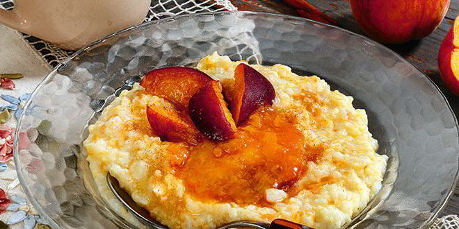 Рецепт рисова-пшенной каша с персиками