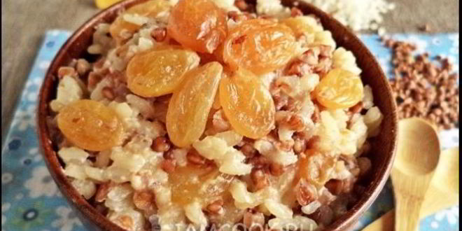 Рецепт гречнева-рисовой каша на молоке