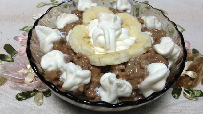 Рецепт Рисовой каши с какао и взбитыми сливками