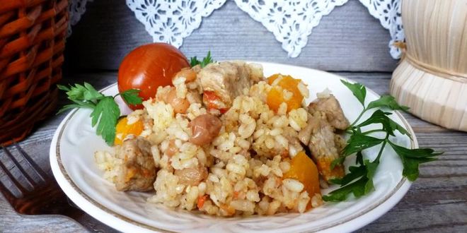 Рецепт рисовой каши со свининой и тыквой