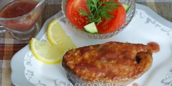 Рецепт кеты в ароматном соусе глинтвейн