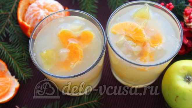 Рецепт Киселя из мандаринов и яблок