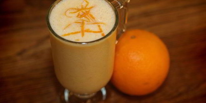 Рецепт молочного коктейля с персиками и апельсинами