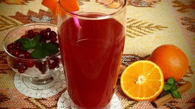 Рецепт Клюквенно-апельсинового морс