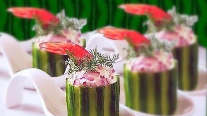 Рецепт Огуречного коктейля с креветками