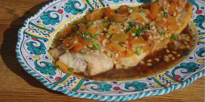 Рецепт трески в кленовом сиропе под соусом из кураги