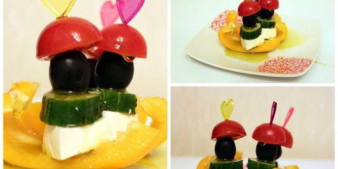 Рецепт греческого салата на шпажке