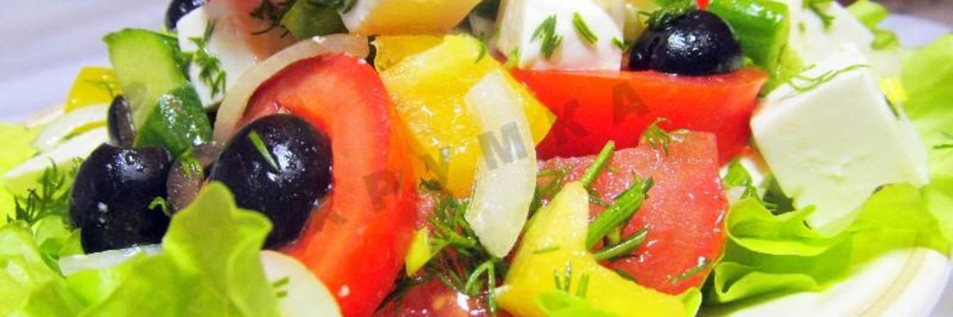 Рецепт Греческого салата с фетаксой и помидорами без майонеза