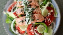 Рецепт Греческого салата с семгой