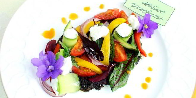 Рецепт греческого салата в новом стиле с молодой зеленью