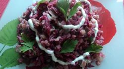 Рецепт Теплого салата с гречкой, свеклой и грибами