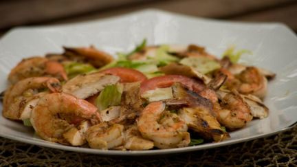 Рецепт Гриля-салата с курицей и креветками