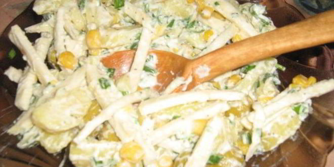Рецепт картофельного салата с чесночным крем-соусом