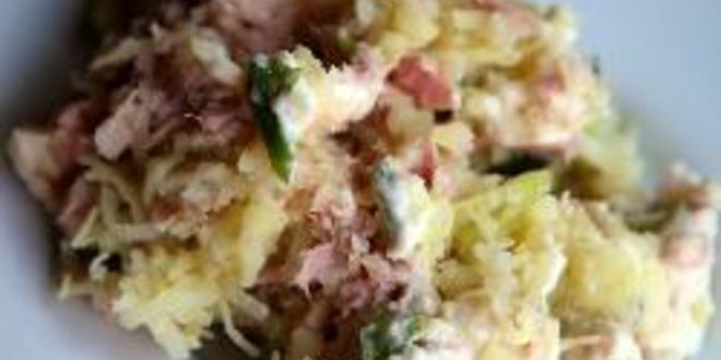 Рецепт картофельного салата с консервированной рыбой