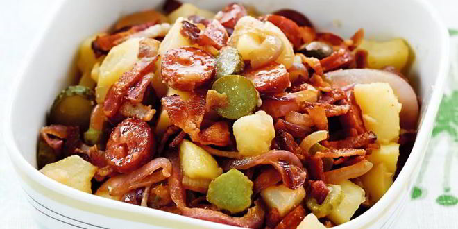 Рецепт картофельного салата с копченостями
