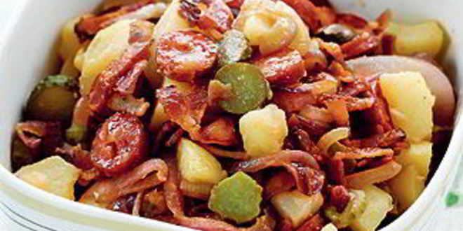 Рецепт картофельного салата с копченостями
