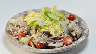 Рецепт Картофельного салата с куриной печенкой и красным луком