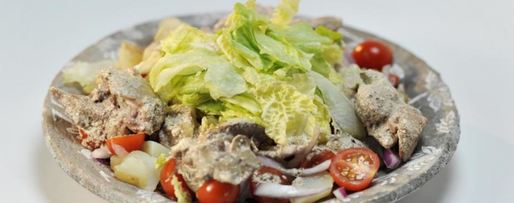 Шаг 2: картофельного салата с куриной печенкой и красным луком