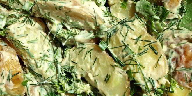 Рецепт картофельного салата с заправкой из феты