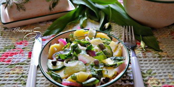 Рецепт салата из картофеля и черемши