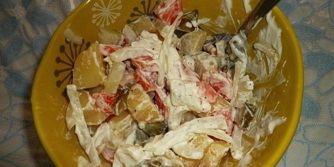 Рецепт салата картофельного с огурцами