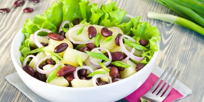 Рецепт салата с картофелем, фасолью и луком