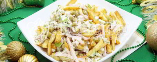 Шаг 8: салата с картофелем фри новогодние мотивы