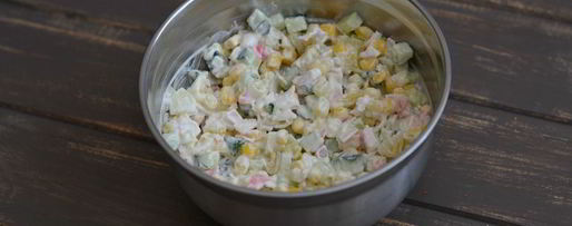 Шаг 6: салата с картофелем и кукурузой