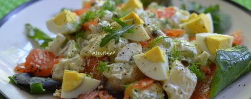 Шаг 3: салата с малосольной семгой и картофелем