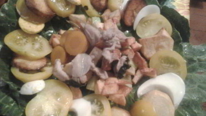 Рецепт Салата с жареным картофелем и куриным филе