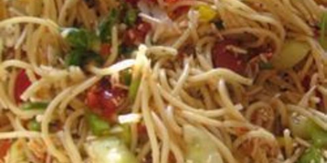 Рецепт летнего салата из спагетти и овощей