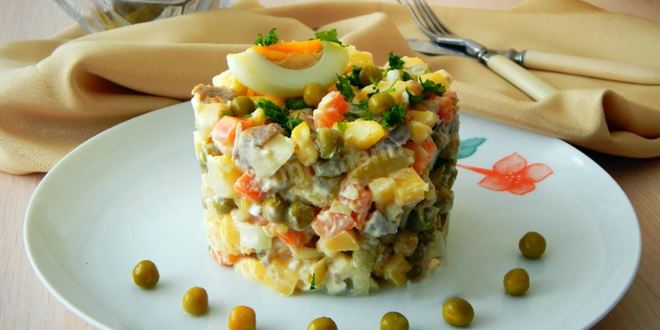 Рецепт оливье с говядиной