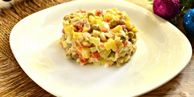 Рецепт оливье с кальмарами