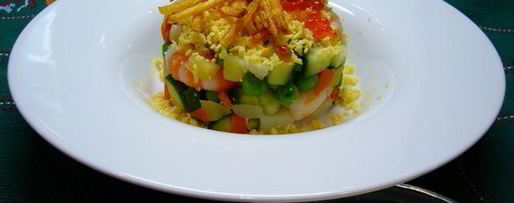 Шаг 6: оливье с креветками и картофелем пай