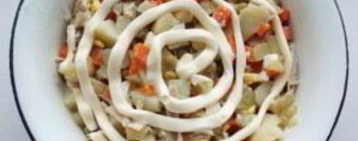 Шаг 2: оливье с курицей