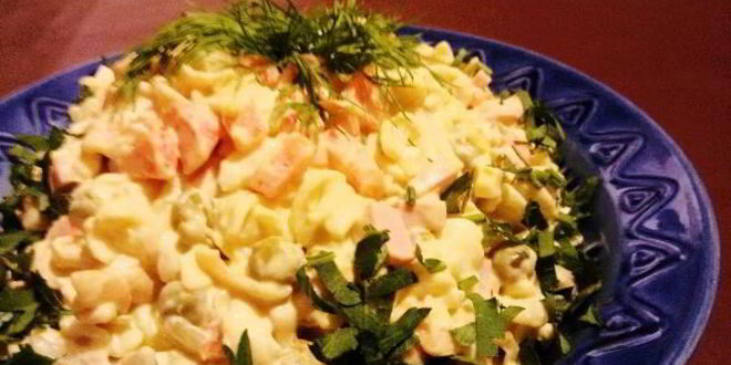 Рецепт оливье с макаронами