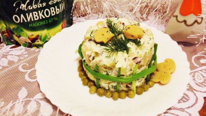 Рецепт Оливье с маринованными грибами