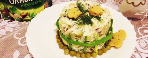 Шаг 8: оливье с маринованными грибами