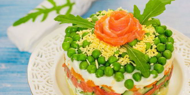 Рецепт оливье с семгой