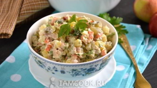 Рецепт Оливье с тунцом