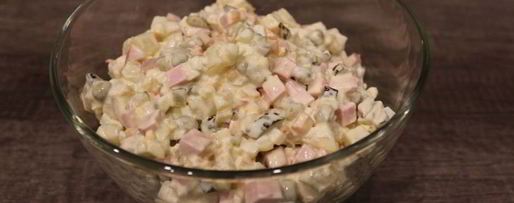 Шаг 4: оливье в ветчине