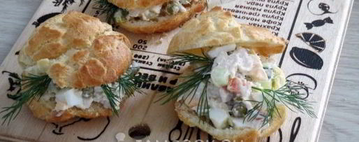 Шаг 13: профитролей с оливье