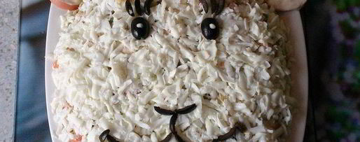 Шаг 2: салата оливье овечка