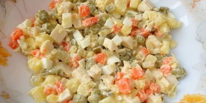 Рецепт салата оливье с кальмарами